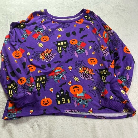 Disney Halloween PJ Top Women’s 3X (22w-24w) Purple Lilo + Stitch Shirt Lounge - Picture 2 of 9